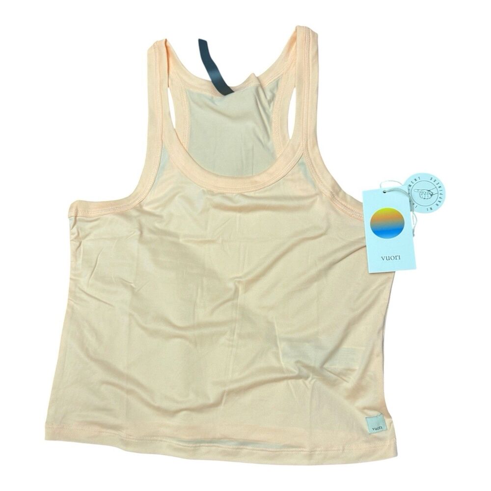 Vuori Energy Racerback Tank White Size Large Workout Top Light Peach Orange New